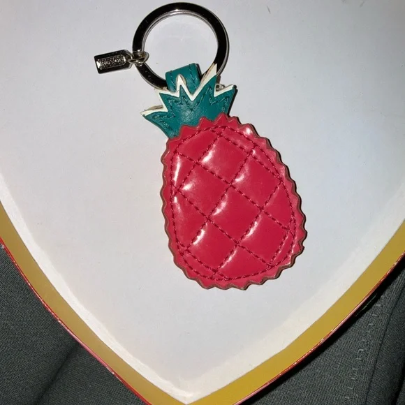 Coach Quilted Pineapple Keychain in Pink and Green - Picture 1 of 6